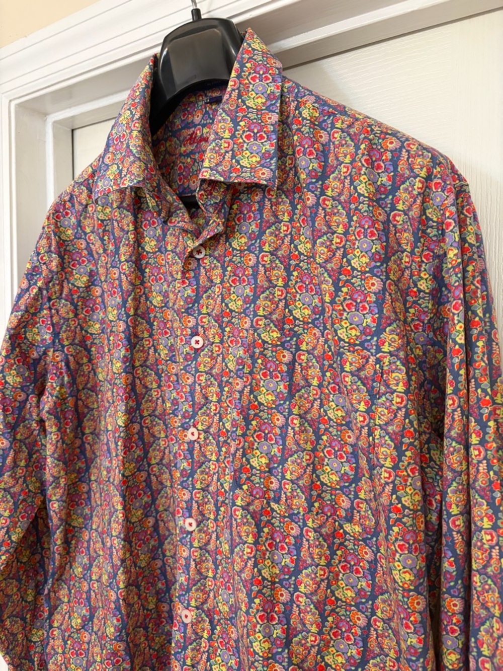 Alan Flusser Shirt L Multicolor Floral Men's Flower All Over Pattern Long Sleeve